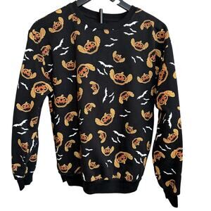 Disney Lilo and Stitch women’s Halloween black sweatshirt. Size S. Pumpkins.